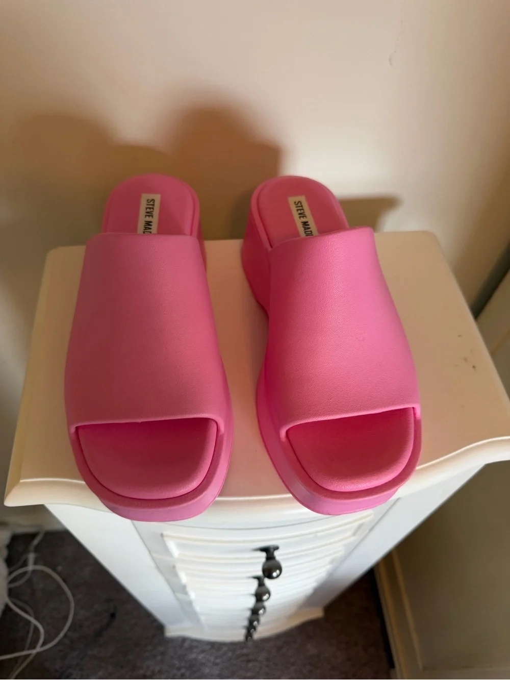 Steve Madden Hot Pink Platform Slide Sandals